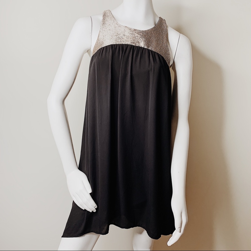 Needle & Thread Black Dress Gold swing dress